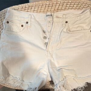 Agolde Parker White Jean Shorts